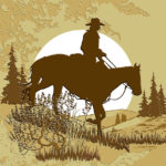 Western Style Tile | Cowboy Rider and Moon
