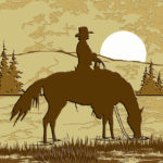 Western Style Tile | Cowgirl Rider at Watering Hole