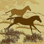 Western Style Tile - Running Colts
