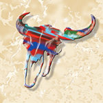 Western Style Tile - Turquose Blaze - Buffalo, Buffalo, Bison Skull