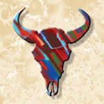 Western Style Tile - Turquose Blaze - Buffalo, BisonBuffalo, Bison Skull