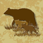 Wildlife Tile Single Black Bear and Two Cubs