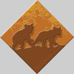 Wildlife Tile Single Bear Cubs - Burnt Orange
