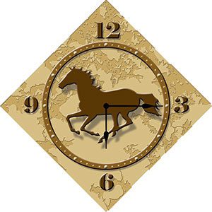 Wall Clock, Running Mustang, Horse