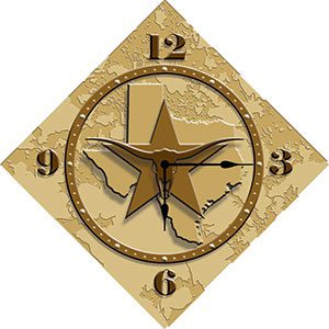 Wall Clock, Texas, Star, Longhorn