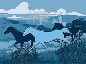 Western Tile Mural • Mustang Roundup