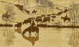 Western Tile Mural • Cattle Drive
