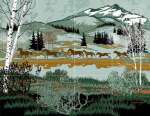 Western Tile Mural • Mustangs