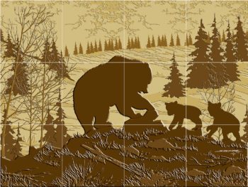 Wildlife Tile Mural Grizzly Bear