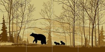 Tile Mural, Black Bear and Cubs