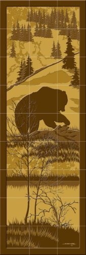 Tile Mural, Vertical, Grizzly Bear