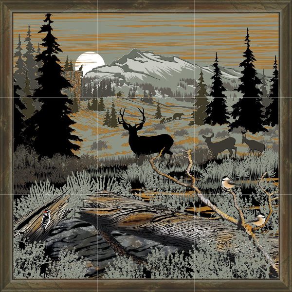 Wildlife Tile Mural, Mule Deer