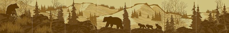 Tile Mural,, Grizzly Bear, Wraparound