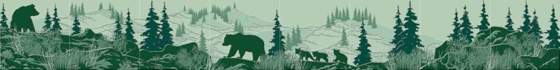 Tile Mural, Grizzly Bear, Wraparound
