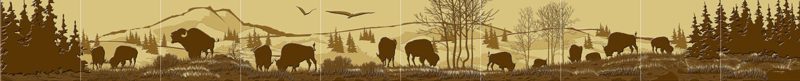 Tile Mural/Wraparound, Buffalo/ Bison/Wraparound