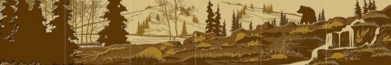 Tile Mural, Bears, Landscape, Wraparound