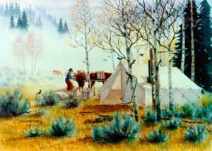 Western Tile Mural, Hunting Camp