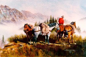 Western Tile Mural, High Country, Pack String