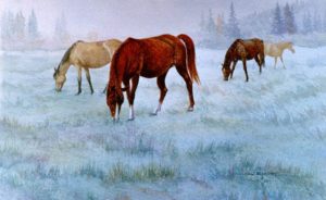 Horses Grazing Tile Mural