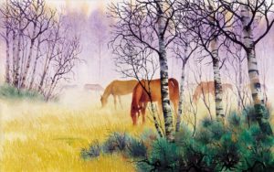 Horses Grazing, Tile Mural