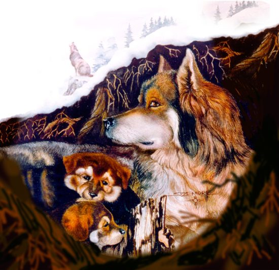 Wildlife Tile Mural Wolf