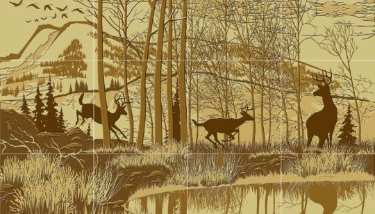 Wildlife Tile Mural Whitetail Deer