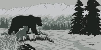 Tile Mural, Grizzly Bear and Cub