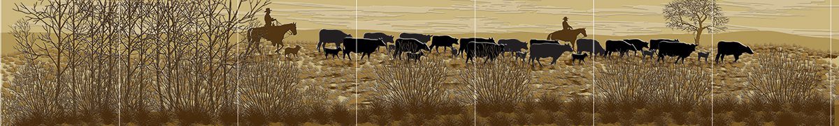 Angus Cattle Drive 7 tile - Dark Tan