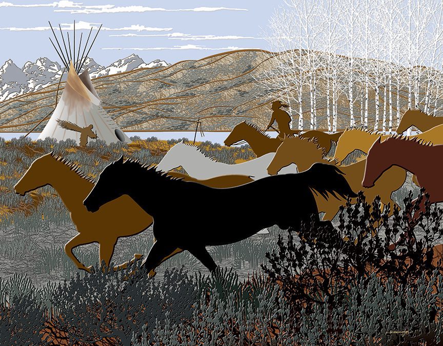 Native American - Tipi and Mustang Roundup