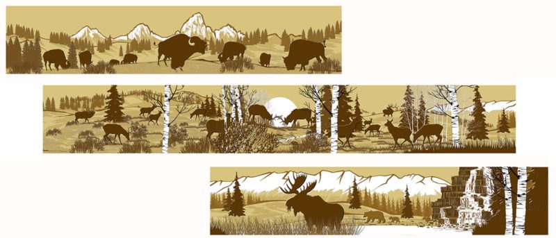 Mixed Wildlife Wraparound, Buffalo, Elk, Moose, Grizzly Bear