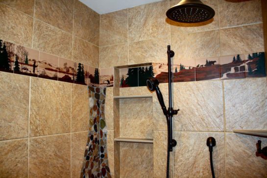 Bathroom Shower Fly Fishing and Wildlife tile Wraparound
