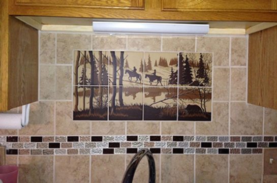 Kitchen Sink Backsplash Western Tile Mural