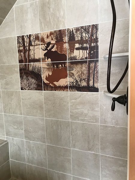 Moose Mural Bathroom Shower