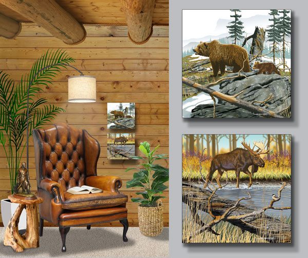 Wildlife Wall Hanging - Grizzly Bear, Moose