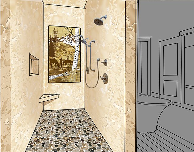 Western Bathroom Shower Mural