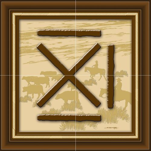 Livestock Brand - Triple Bar X - Framed