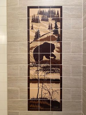 Grizzly Bear vertical tile mural