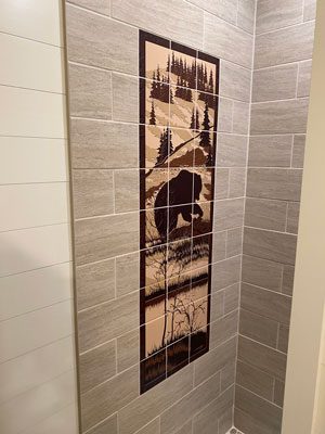 Grizzly Bear vertical tile shower mural