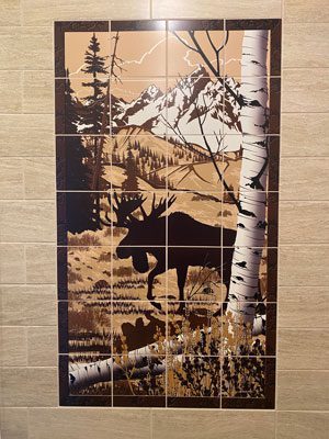 Moose, vertical tile mural - Yoder Floor Design, Wilmont, OH