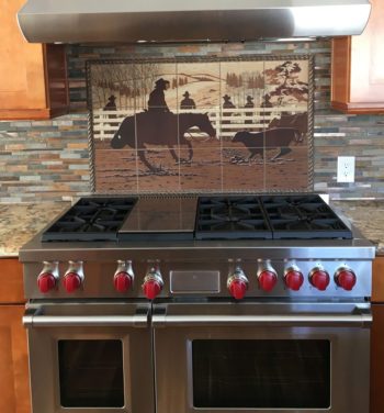 Western Tile, Kitchen Range Backsplash, Cutting Horse in Action